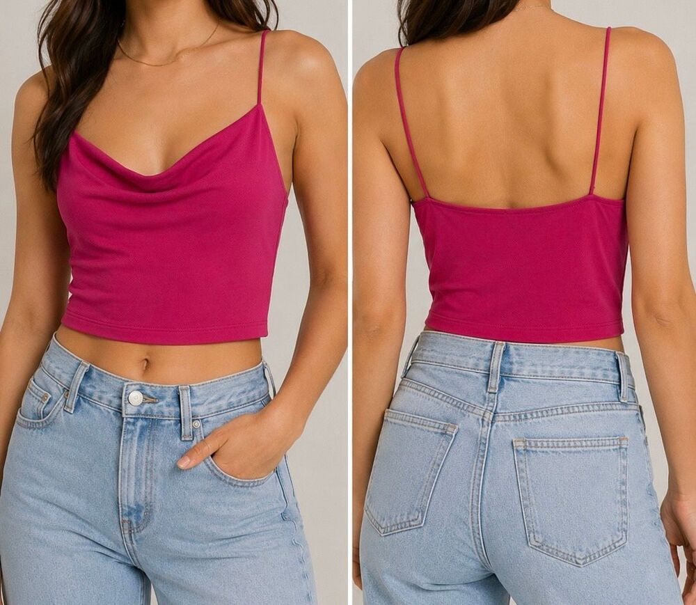 Wilfred Free Aritzia Pink Cowl Neck Crop Cami Tank Top Size S
